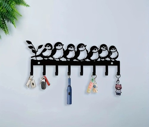 Cute birds metal wall - birds, key