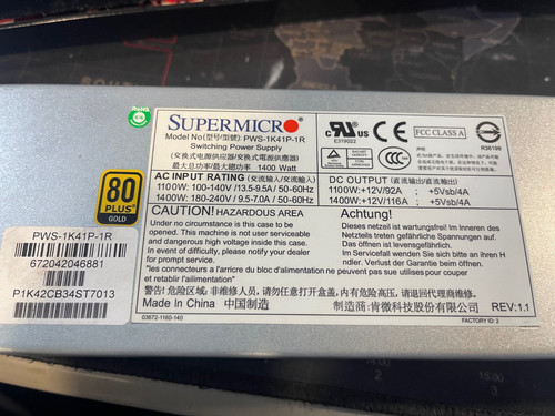 Supermicro pws 1k41p 1400w - supermicro, pws-1k41p-1r