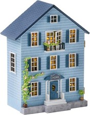 CUTEROOM Diy Dolls House Kit,Miniature Dolls House Kit with Furniture and LED L
