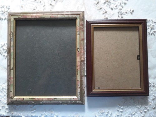 Two wooden glass photo frames - glass,