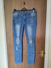Ladies ripped skinny blue