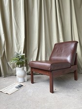 Vtg Mid Century Leather Lounge
