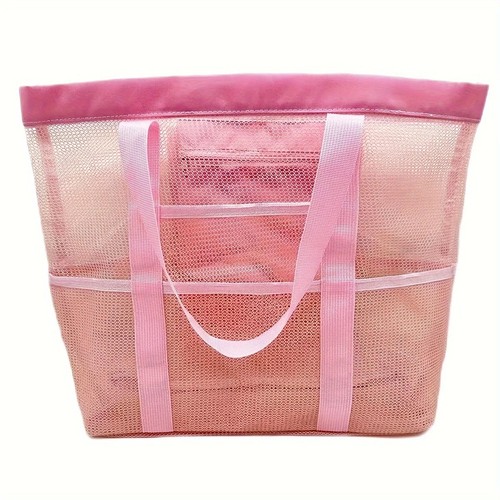 Mesh beach bag large tote - mesh, sand