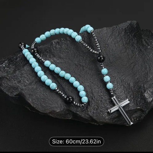 Rose mary beads cross necklace - beads,
