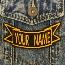 PERSONALISED CUSTOM MADE TO ORDER RIBBON BIKER PATCHES SEW ON EMBROIDERED PATCH