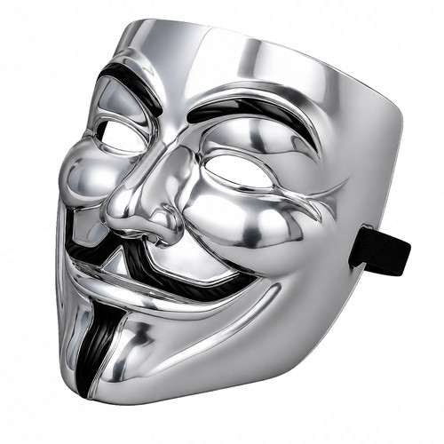 Anonymous silver metallic face - silver,