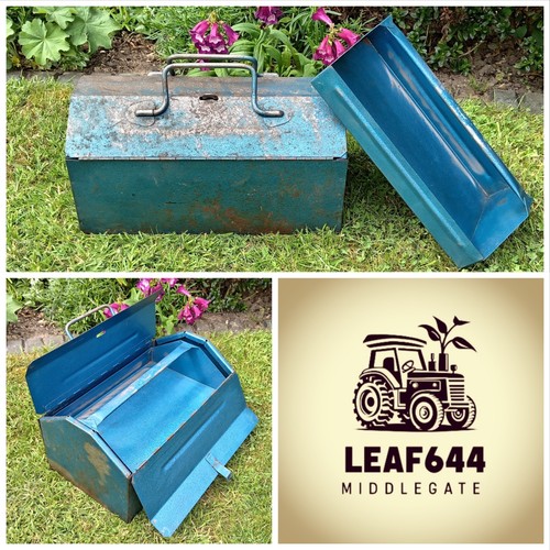 Vintage metal toolbox - vintage,