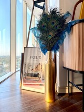 Habitat Solomon Tall Hammered Brass/Gold Metal Floor Vase - H53cm (A)