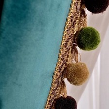 Melodieux Dutch Velvet Thermal Insulated Luxury Pom Poms Very Large Curtains