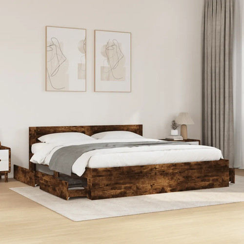 Walplus smoked oak bed - walplus,