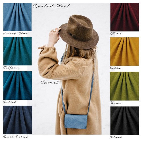 Boiled wool fabric - boiled, for