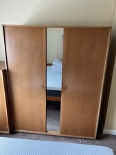 Vintage STAG C Range Double Wardrobe Oak Mid Century Retro on wheels