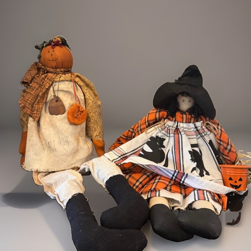 Halloween folk art rag dolls - folk,
