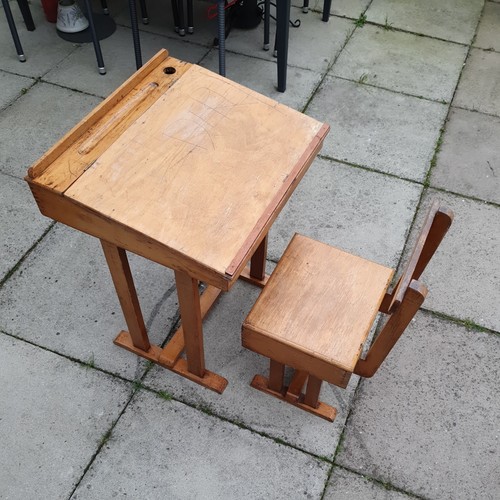 Vintage child school desk - school,