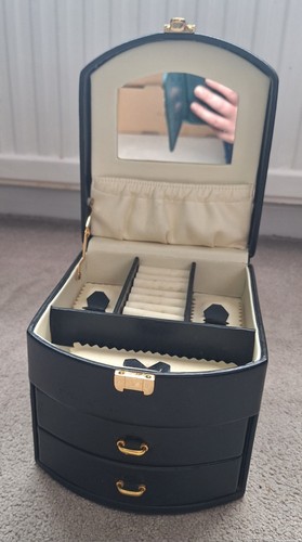 Black pvc jewellery box - black,