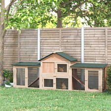 Large Rabbit Hutch, Wooden Guinea Pig Hutch with Run, 2 Storey Bunny House