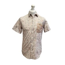 Topman Black & Orange Speckled Classic Fit Short Sleeve Shirt Men's UK Size S