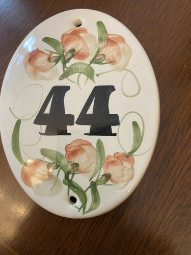 Ceramic house number plaque - house,