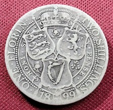 1899 FLORIN TWO SHILLINGS SILVER QUEEN VICTORIA COIN