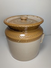 Antique stoneware butter crock - stoneware,