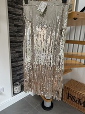 H&M  Sequin Fringe Midi Skirt
