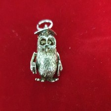 Vintage Silver Articulated Owl Charm 2.15g New Velvet Gift Bag Graduation Gift