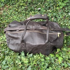 Dark Chocolate Brown Thick Leather Weekend Travel Bag Quality Inc Shoulder Strap
