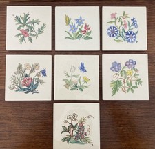 Set of Seven Hand Painted 4 Tiles Ceramic Tiles Wall Art