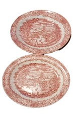 Oval Red White Plate Rural