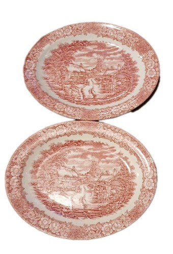 Oval red white plate rural - oval,