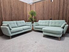 Designer Label Large Curved Reversible Chaise Sofa & Large Sofa In Mint Dusk