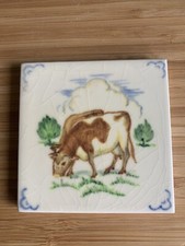 Pilkington’s Hand Painted Tile Farm Cow Grazing Farm Scene Vintage