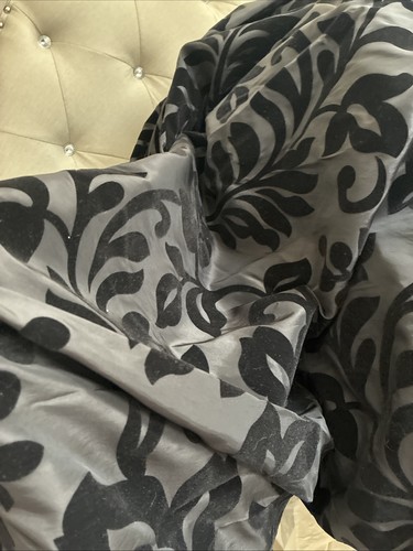 Black damask taffeta fabric - damask,