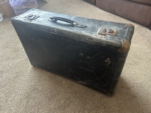 Vintage suitcase 1940 leather - suitcase,