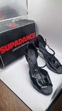 Supadance Ladies black satin Latin T-bar sandal dance shoes size 5.5