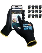KAYGO PRO PU-Coated Work Gloves, Touchscreen, for Warehouse & DIY – Size L Black