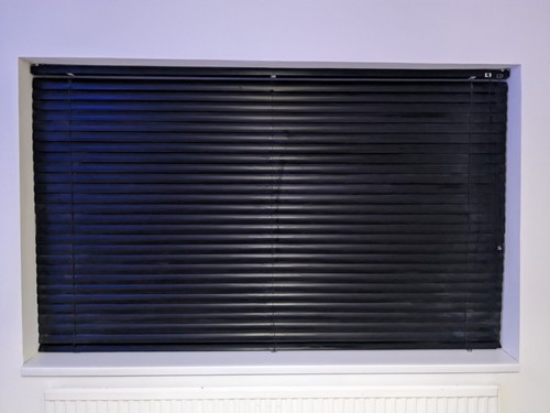 Black window venetian slatted - window,