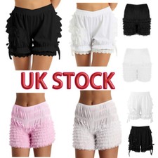 UK Women's Frilly Tiered Ruffle Lace Panties Pettipants Dance Shorts Bloomers