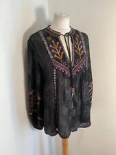 ZARA embroidered yoke neck top