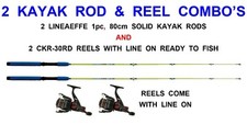 2 LINEAEFFE ADVANT 80cm SOLID KAYAK RODS+2 CKR-30RD REELS+LINE BOAT SEA FISHING