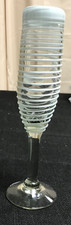 Tall Hand Blown Glass Martini Stem Vase White & Clear NEW