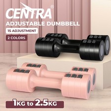 Centra Pair Adjustable Dumbbells 1-2.5kg Metal Home Gym Exercise Weight Training
