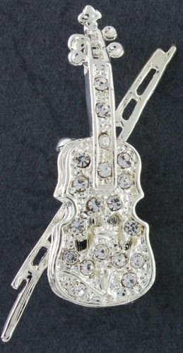 Crystal studded brooch musical - crystal,