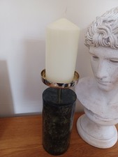 House of Fraser Natural Marble Effect Pillar Candle Holder/home Office