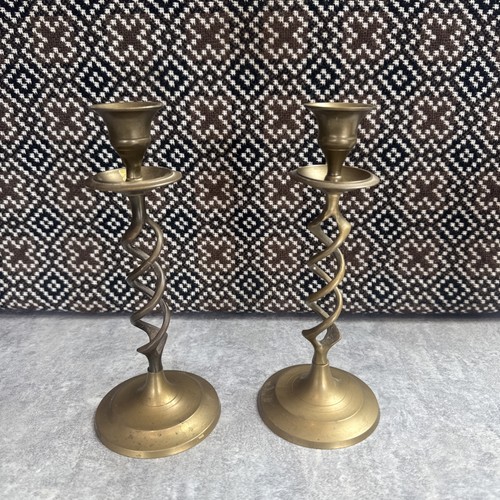 Pair vintage brass barley - pair,