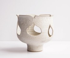 MICHAEL SKIPWITH for LOTUS POTTERY - Wood Fired Stem Bowl / Candle Holder, 15 cm