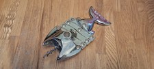 Lazy Fish Vintage Expanding Corkscrew Speckled Chrome Metal Bottle Opener