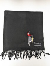 Moschino Cheap And Chic Olive Oyl  Italy Scarf 100% Extrafine Merino Wool Black 