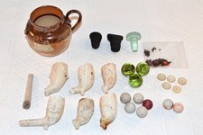 Antique Mudlarking & Curio Finds - Lot No. 37 (Clay Marbles, Vulcanite Stoppers)