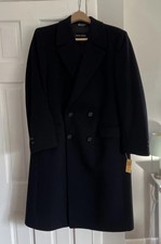 Pierre Cardin Vintage 100% Wool Mens Coat Double Breasted Overcoat Belted NEW